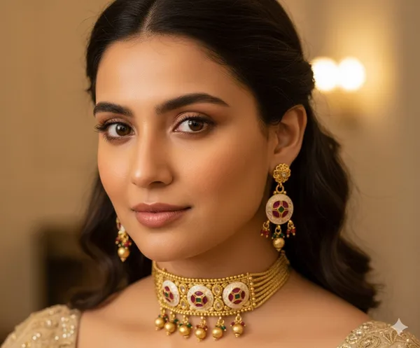 Gold_Padmini_Choker_Necklace_Set_For_Women